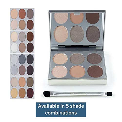 Jerome Alexander New Again Eyeshadow Palette & Brush, 6 Buildable & Blendable Micronized Powder Shades (Basic Choice)-Velvo Beauty