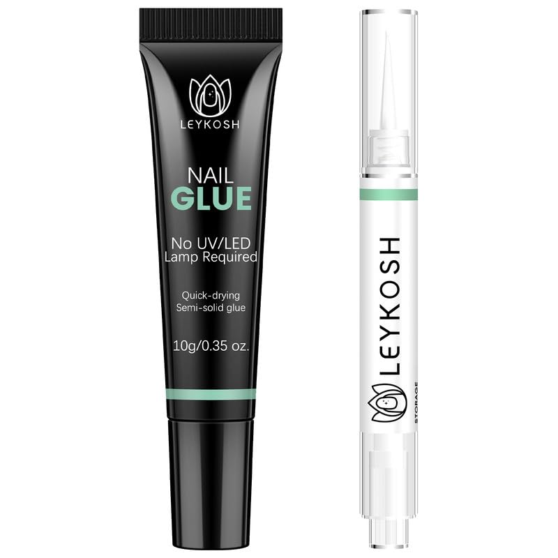 Nail Glue for Press Ons 10g & 5ml 2 in 1 Remover Pen Set, Quick Drying Semi Solid Glue on Nails No Lamp Needed Long Lasting 28+ Days, Gentle Removal Fake Acrylic Nail Tips Not for Gel Polish Base Coat-Velvo Beauty