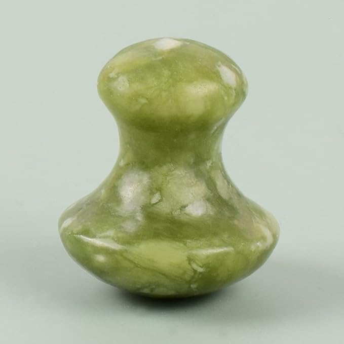 2 Pcs Mushroom Jade Gua Sha Facial Tools, Jade Roller Guasha Massage Green Jade Stone Mushroom Shaped Face Lift Remove Wrinkles Massager for Women Spa, Massage Knobs for Body Relaxing-Velvo Beauty