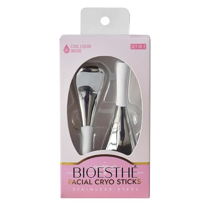 Ice Globes for Face & Eyes, Unbreakable Stainless Steel Cryo Sticks for Beauty Routines, Facials Cold Roller Cooling Globes for Puffiness, Wrinkles, Dark Circles, Headaches(White)-Velvo Beauty