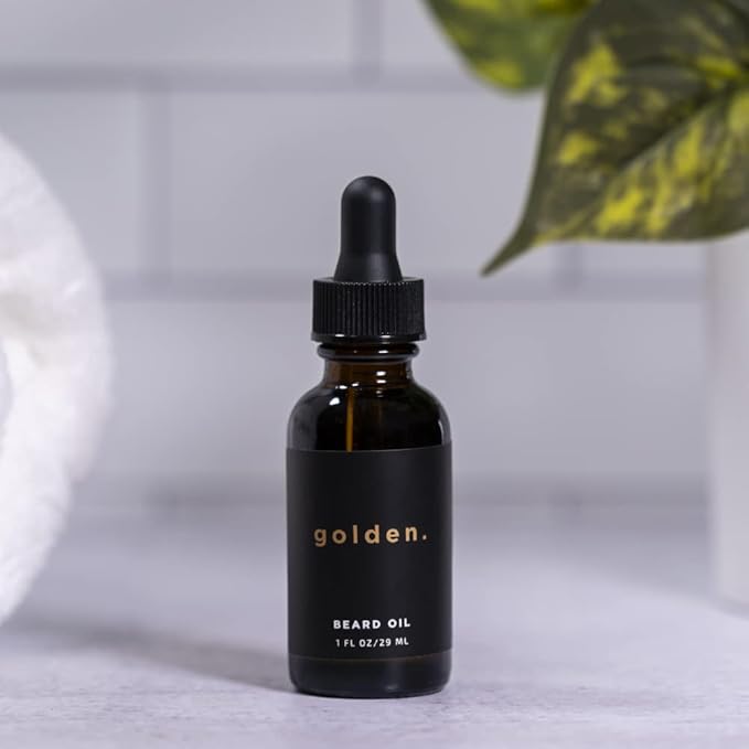 Golden Grooming Co. Beard Oil for Men - Nourishing & Organic Beard Moisturizer - Organic Oil for Beard Growth - All-Natural Formula with Vitamin E - Smooth and Soft Beard - 1 fl oz-Velvo Beauty