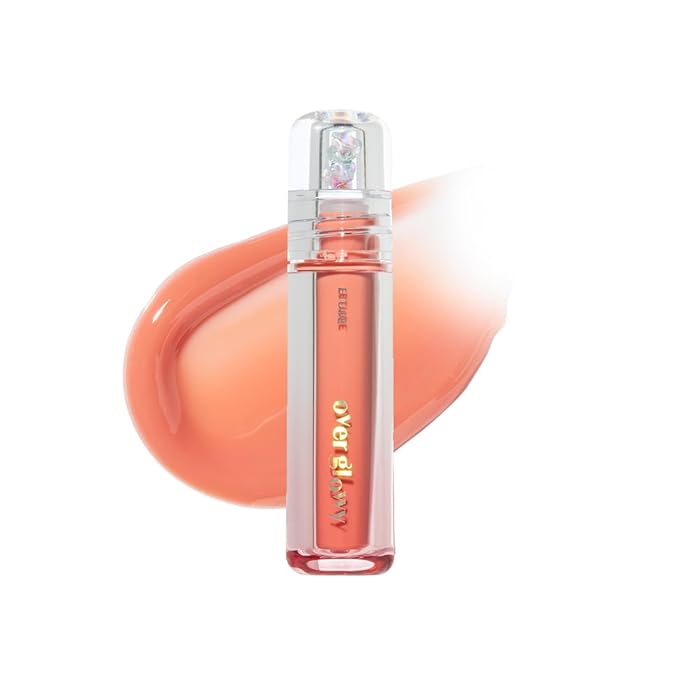 ETUDE Over Glowy Lip Gloss #3 Peach Sorbet | Non-Sticky Vegan Lip Tint | Moisturized & Long-lasting Lip Gloss | Daily Tint for Dry Lips, Korean Makeup, K-beauty, Perfect for Gift-Velvo Beauty