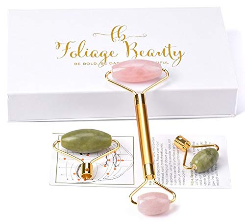 Jade Rose Quartz Roller Kit with 3 Changeable Heads | Face Facial Roller-Velvo Beauty