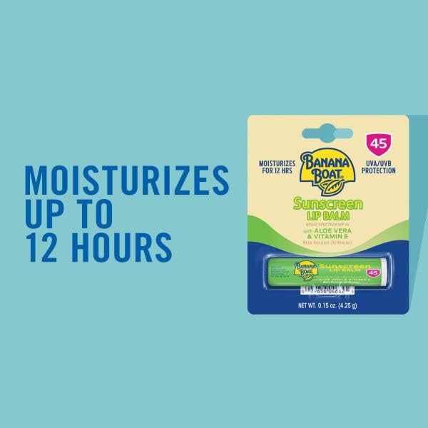 Banana Boat Aloe Vera with Vitamin E Sunscreen Lip Balm, SPF 45, 0.15 Ounces each (Value Pack of 3)-Velvo Beauty