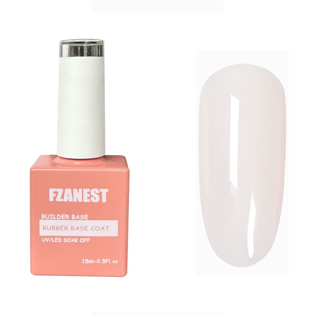 FZANEST Rubber Base Gel For Nails Builder Nail Sheer Jelly Cream White Color Elastic Rubber Base Coat for Nail Strengthener Extension-Velvo Beauty