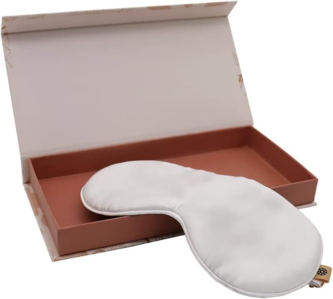 Premium Handcrafted 25 Momme Mulberry Silk Eye Mask for Sleeping (Natural White)-Velvo Beauty