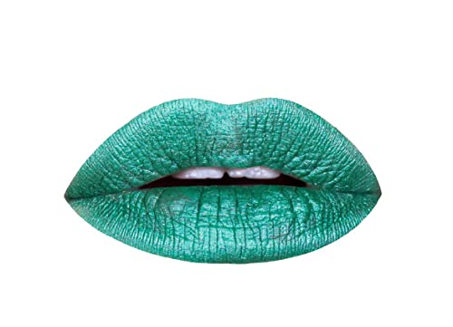 Aromi Green Metallic Liquid Lipstick | Turquoise Teal-Green Lip Color with Shimmery Finish, Vegan, Cruelty-free, Smudge Proof, Long-lasting, Handmade (Mermaid Tail)-Velvo Beauty
