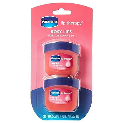 Vaseline Lip Therapy Lip Balm Mini, Rosy Lips | Lip Repair in a Container for Cracked, Dry Lip | Travel Size 0.25 Oz (Pack of 6)-Velvo Beauty