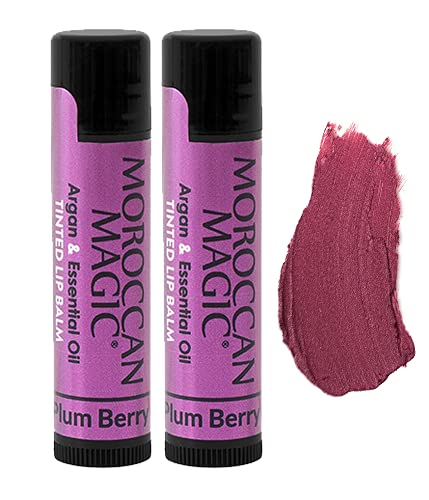Moroccan Magic Plum Berry Tinted Lip Balm | Made with Natural Cold Pressed Argan and Essential Oils | Lip Balm | Smooth Application | Non-Toxic, Cruelty Free | 2 Pack-Velvo Beauty