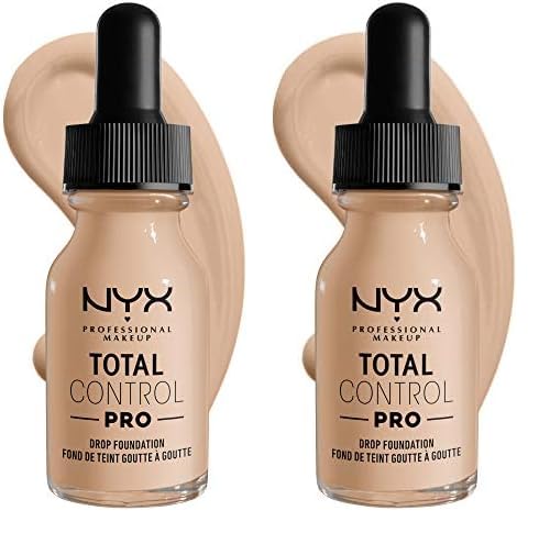 NYX PROFESSIONAL MAKEUP Total Control Pro Drop Foundation, Skin-True Buildable Coverage - Alabaster (Pack of 2)-Velvo Beauty