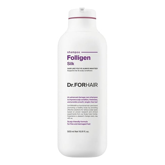 Dr.FORHAIR Folligen Silk Shampoo 500 ml/16.9 fl. oz. | Damaged Scalp And Hair Care | Hair Strengthening | Protein care | Smooths and Softens Rough Hair | Hypoallergenic-Velvo Beauty