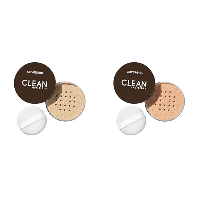 COVERGIRL Clean Invisible Loose Powder Vegan Formula Translucent Fair 20g & Translucent Medium 20g Setting Powder Bundle-Velvo Beauty