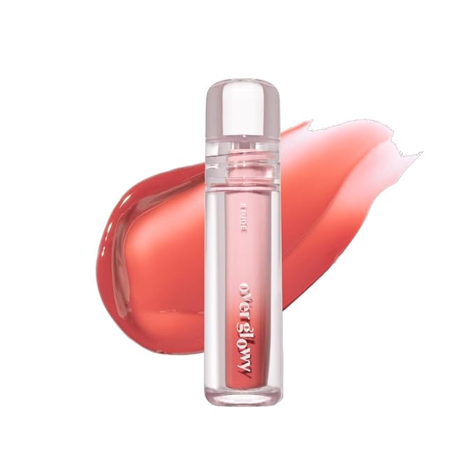 ETUDE Over Glowy Lip Stain Tint #1 Scented Rose | Non-Sticky Vegan Lip Tint | Moisturized & Long-lasting Lip Gloss | Daily Tint for Dry Lips K-beauty-Velvo Beauty
