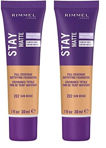 Rimmel Stay Matte Foundation, Sun Beige, 1 Fluid Ounce (B07JLMT5Z3) (Pack of 2)-Velvo Beauty