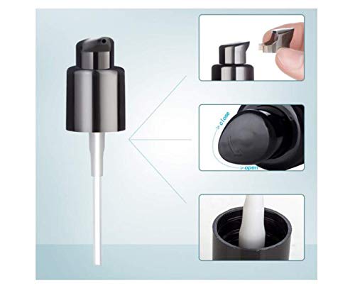 10PCS 410/20mm Plastic Replacement Pump Top Head Cosmetic Liquid Foundation Makeup Pump Replacement with Rotate Lock and Cover for Foundation Lotion Essence (Black)-Velvo Beauty