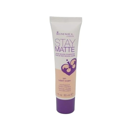 Rimmel London Stay Matte Liquid Mousse - 010 Light Porcelain - Foundation, Lightweight, Shine Control, Oil-Free, 1oz-Velvo Beauty