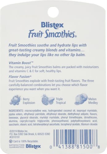 Blistex Fruit Smoothies Lip Protectant Assorted, 3 ct (Packaging May Vary)-Velvo Beauty