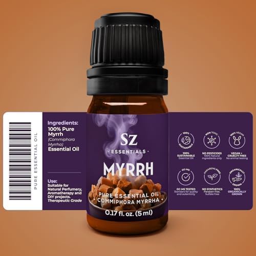 5-Year Aged Myrrh Premium Essential Oil – Rich, Earthy Aroma | Pure & Natural for Aromatherapy & Wellness - Therapeutic Grade & Vegan - 100% Pure and Natural - Undiluted - 0.17 fl oz.-Velvo Beauty