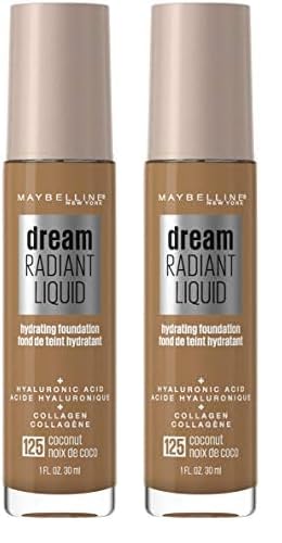 Maybelline Dream Radiant Liquid Medium Coverage Hydrating Makeup, Lightweight Liquid Foundation, Coconut, 1 Count (Pack of 2)-Velvo Beauty