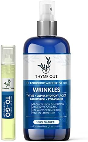 All Natural Anti-Wrinkle Face Mist Spray with Thyme, Bakuchiol, AHA, Beta Carotene and Potassium - Fights Wrinkles, Fine Lines, Inflammation, and Dryness While Boosting Collagen (4 oz)-Velvo Beauty