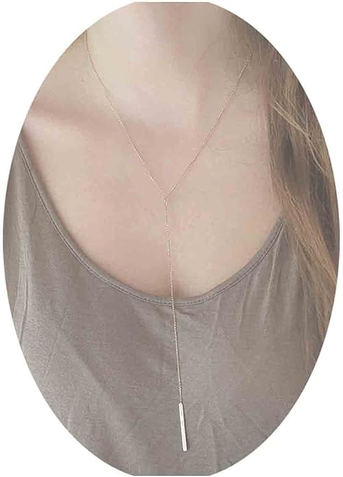 Boho Long Bar Necklace Choker Y Lariat Necklace Chain Minimalist Drop Necklace Jewelry for Women and Girls-Velvo Beauty