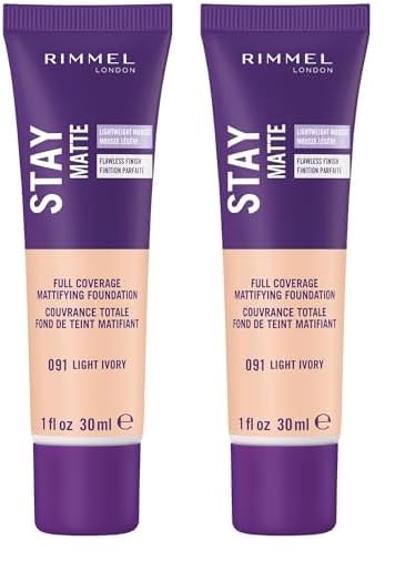 Rimmel Stay Matte Foundation, Ivory, 1 Fluid Ounce (Pack of 2)-Velvo Beauty