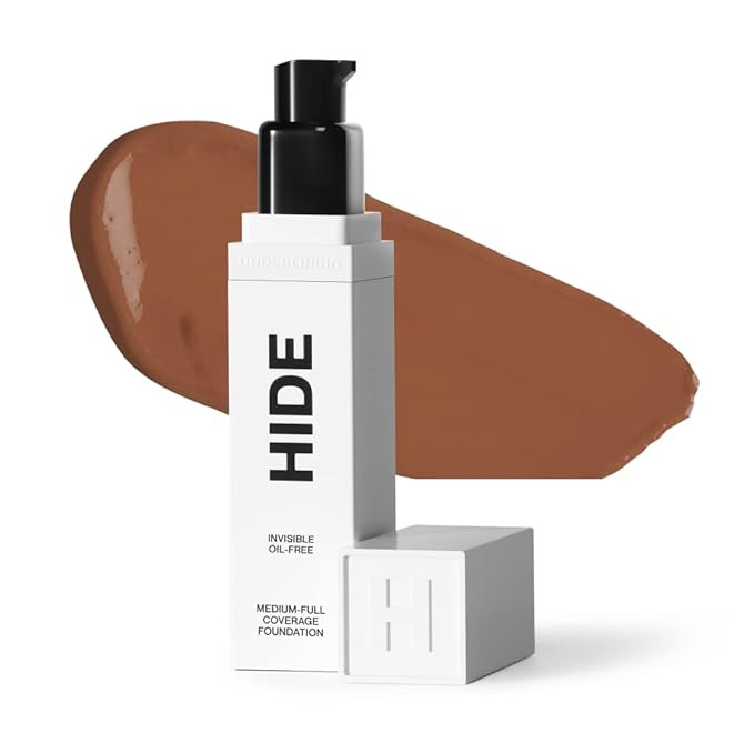 HIDE PREMIUM Liquid Foundation, SEE SHADE FINDER Below For Perfect Match, Multi-Use Waterproof Foundation, Medium/Full Coverage Foundation, Oil Free – We Have a Shade For All Skin Types, 1 fl. Oz. (Henna).-Velvo Beauty