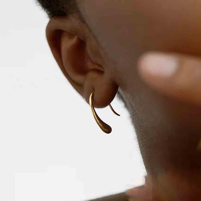 Water Tear Drop Earrings Abstract Droplet Hoop Earrings Gold Hook Threader Earrings Minimalist Drop Dangle Earrings Jewelry for Women and Girls Gifts-Velvo Beauty