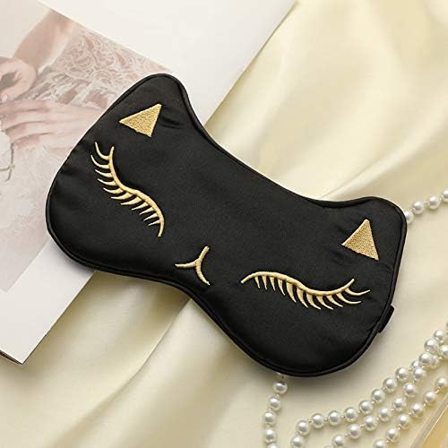 PERFECTSIGHT Sleep Eye Masks, Cute Cat Silk Sleep Eye Cover Lightweight Adjustable Eyeshade Mask Cover for Women Men Sleep Travel Nap (Black)-Velvo Beauty