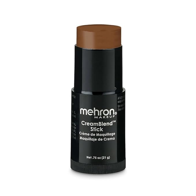 Mehron CreamBlend Stick | Face & Body Paint - Foundation Cream Makeup - Halloween Perfect - .75 oz (21 g) (Light Ebony)-Velvo Beauty