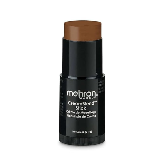 Mehron CreamBlend Stick | Face & Body Paint - Foundation Cream Makeup - Halloween Perfect - .75 oz (21 g) (Light Ebony)-Velvo Beauty