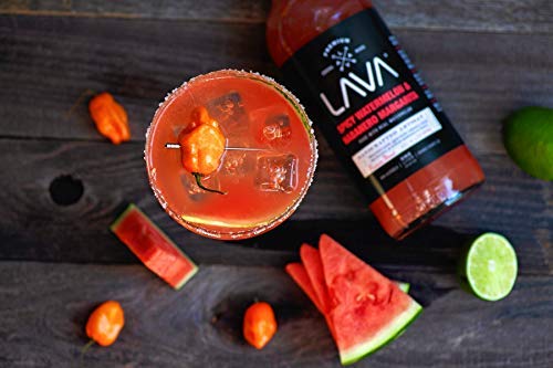 (3 Pack) LAVA Premium Spicy Watermelon Habanero Margarita Mix, Cold-Pressed Organic Watermelon, Agave, Habanero, No Artificial Sweeteners, Lots of Flavor, Ready to Use, 1-Liter (33.8oz) Glass-Velvo Beauty