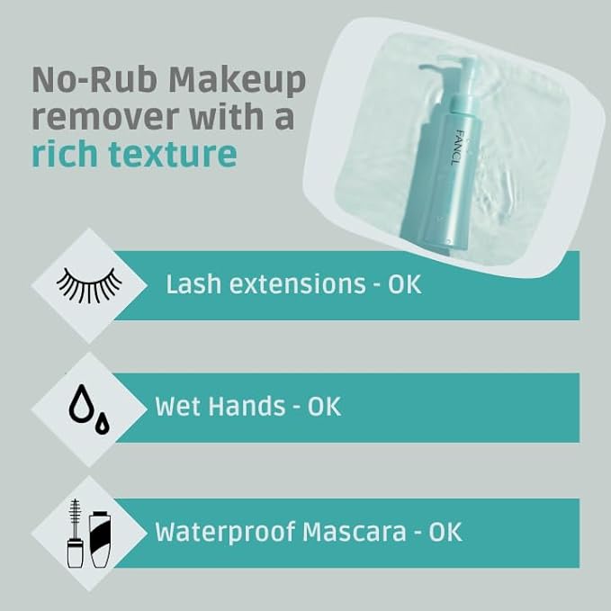 FANCL Mild Cleansing Oil, Japanese Facial Cleansing Oil, Makeup Remover, Oil Cleanser, 100% Preservative Free, Clean Skincare for Sensitive Skin [US Package] (1, Blue)-Velvo Beauty