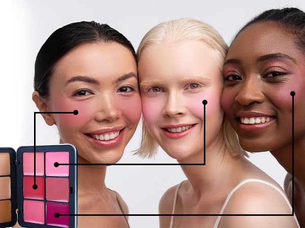 Makeup Blush Palette + Cream Contour Palette Kit, with 11 Pcs Complete Makeup Brushes, Contouring Concealer Palette for Medium Dark Skin to Conceals Dark Circles, Redness, Acne, Blemish-Velvo Beauty