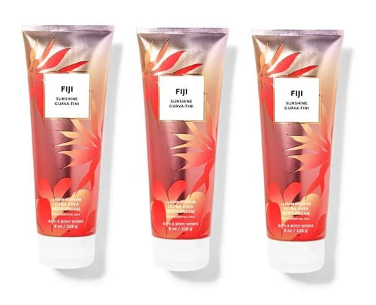 Bath & Body Works FIJI SUNSHINE GUAVA-TINI Trio Gift Set - 24 Hour Moisture Ultra Shea Body Cream Set Of 3 - Full Size-Velvo Beauty