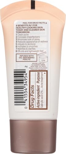 Maybelline Dream Pure Skin Clearing BB Cream, 8-in-1 Skin Perfecting Beauty Balm With 2% Salicylic Acid, Sheer Tint Coverage, Oil-Free, Light/Medium, 1 Count-Velvo Beauty