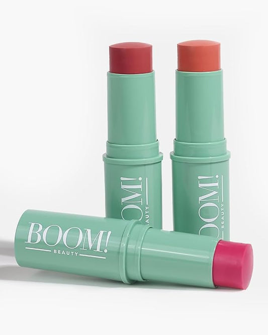 Boomstick Trio ® Cheek and Lip: Peony Pink, Golden Peach and Rose Nude 3-in-1 Blush, Eye and Lip Stick Pen for All Skin Types Boom Beauty by Cindy Joseph-Velvo Beauty