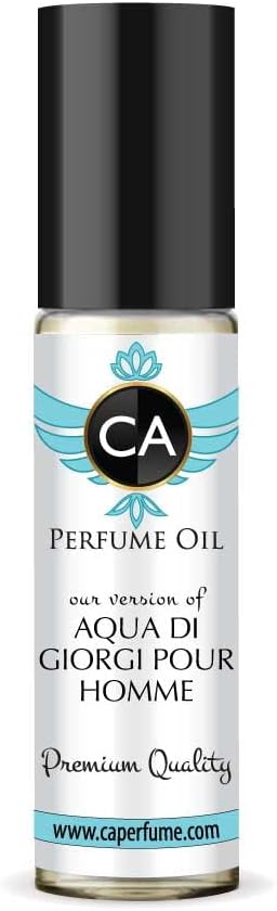 CA Perfume Impression of Aqua Di Giorgi Pour Homme For Men Replica Fragrance Body Oil Dupes Alcohol-Free Essential Aromatherapy Sample Travel Size Concentrated Long Lasting Roll-On 0.3 Fl Oz/10ml-Velvo Beauty