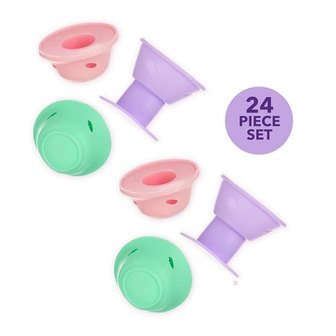 24pc Heatless Curling Pods - Silicone Hair Rollers For No Damage Heatless Curls, Heatless Curlers Value Pack, Overnight Hair Curlers For Versatile Hairstyling (PASTEL)-Velvo Beauty