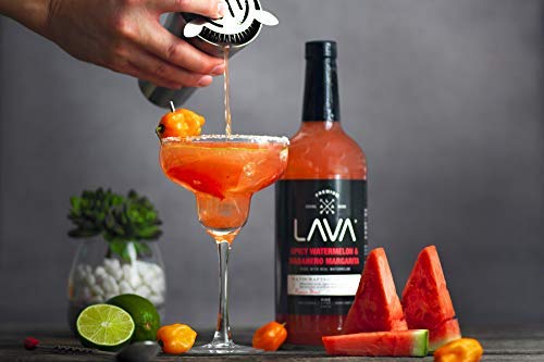 (3 Pack) LAVA Premium Spicy Watermelon Habanero Margarita Mix, Cold-Pressed Organic Watermelon, Agave, Habanero, No Artificial Sweeteners, Lots of Flavor, Ready to Use, 1-Liter (33.8oz) Glass-Velvo Beauty