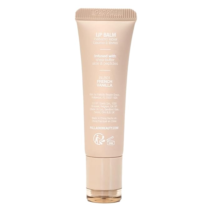Palladio Butter Balm - Hydrating Lip Balm with Sheer Tint, Aloe, Peptides, Shea Butter, and Vegan Formulation for Instant Moisture, Shine, and Soothing Lip Care, French Vanilla-Velvo Beauty