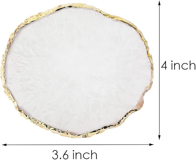 Resin Nail Art Palette, Nail Art Painting Mixed Color Palette Gold Edge Nail Gel Color Makeup Display Board (1#White)-Velvo Beauty