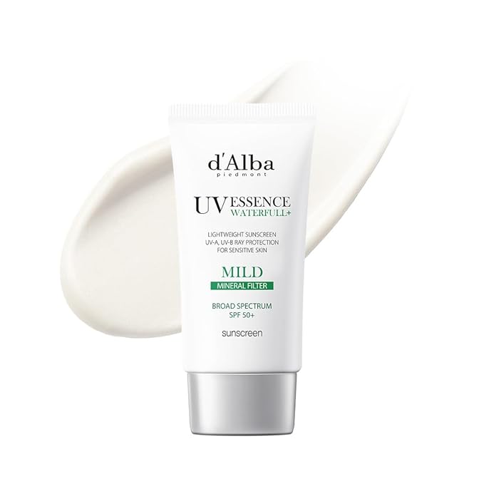 d'alba Piedmont Italian White Truffle Waterfull Mild Sunscreen, Vegan, Mineral Sunscreen, BROAD SPECTRUM SPF 50+ Non-Nano Suitable for Sensitive Skin, Korean Skin Care (1.69 fl. oz)-Velvo Beauty