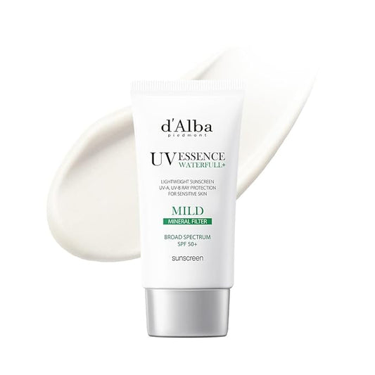 d'alba Piedmont Italian White Truffle Waterfull Mild Sunscreen, Vegan, Mineral Sunscreen, BROAD SPECTRUM SPF 50+ Non-Nano Suitable for Sensitive Skin, Korean Skin Care (1.69 fl. oz)-Velvo Beauty