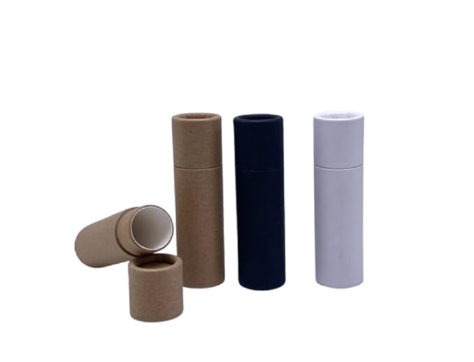GreenWay 0.3oz / 8.5g Kraft Paperboard Lip Balm Tubes with Lids - 25 Pack Lip Gloss Tubes Refillable DIY Cosmetic Containers - Lip Balm Containers Chapstick Tubes Empty Holder Tubes - White-Velvo Beauty