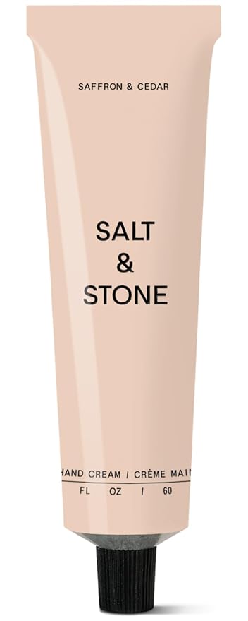 Salt & Stone Hand Cream for Women & Men | Saffron & Cedar | Hydrates, Nourishes & Softens Skin | Restores Dry Cracked Hands | Fast-Absorbing | Cruelty-Free & Vegan (2 fl oz)-Velvo Beauty