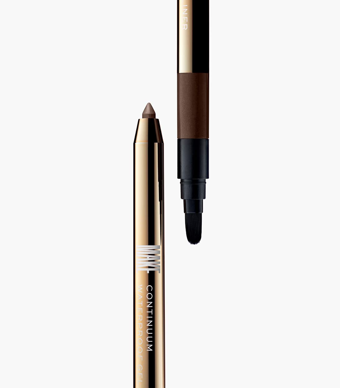 MAKE Beauty Continuum Waterproof Gel Eyeliner Pencil. Creamy, Pigmented Multi-Use, including Waterline with Built-in Sharpener and Blending Brush. Smudge-Proof Makeup. Shade - Nebula, Brown/Black-Velvo Beauty