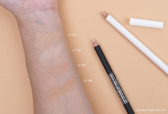 [K-Beauty Makeup] Courcelles Concealer Pencil CC706/CC707/CC708, Hard type-Natural Cover, light, medium, dark beige (CC707-Medium Beige)-Velvo Beauty