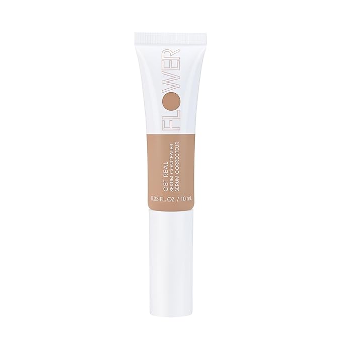 FLOWER BEAUTY By Drew Barrymore Get Real Serum Concealer - Brightens Skin + Blurs Blemishes - Hydrating Serum- Sand-Velvo Beauty