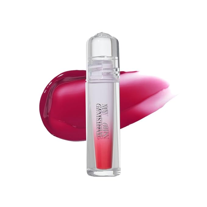 ETUDE Over Glowy Lip Stain Tint #12 Ruby Love | Non-Sticky Vegan Lip Tint | Moisturized & Long-lasting Lip Gloss | Daily Tint for Dry Lips, Korean Makeup-Velvo Beauty